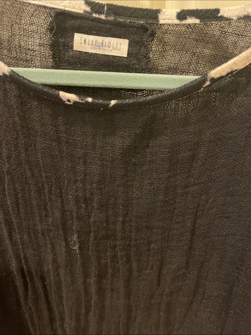 Lightweight Black Gauze Tunic with Contrast Neck Trim - Picture 2 of 3